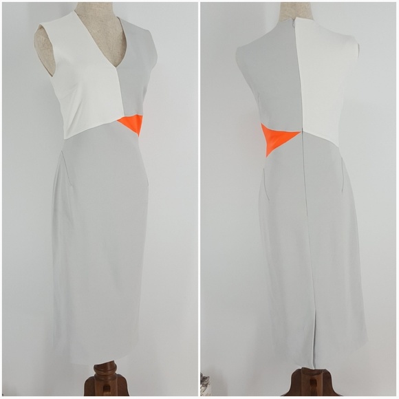 Anthropologie Dresses & Skirts - Raoul Size 2 Dress Gray Cream Midi Abstract Dress